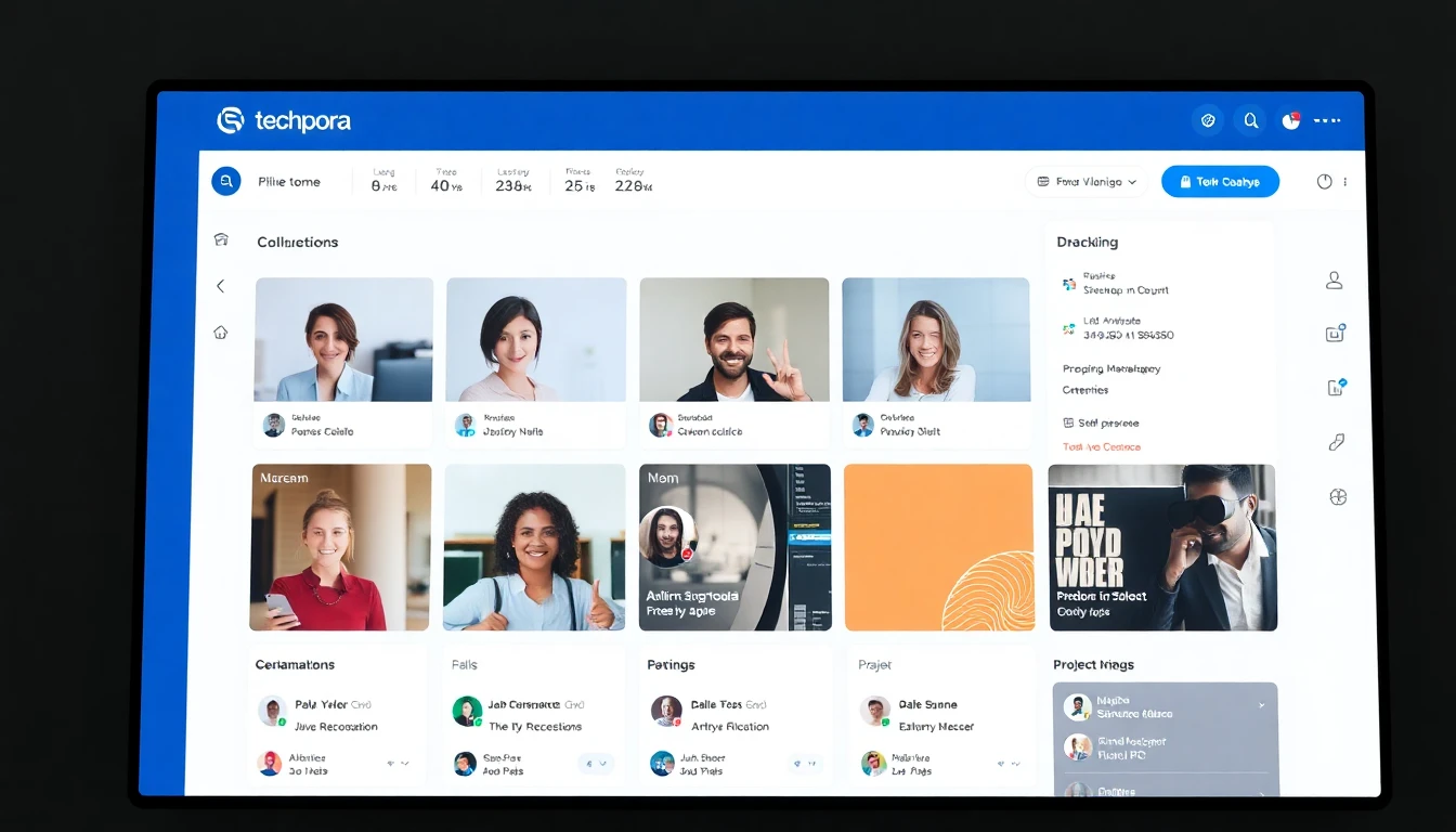 techpora collaboration tools interface showing team communication and project management features